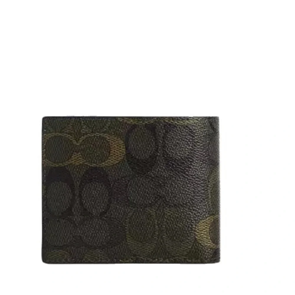 Coach 3 In 1 Green Camo Print SIGNATURE Wallet NEW